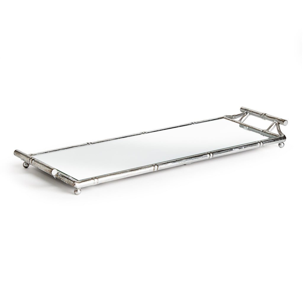 Napa Antique Silver Daphne Narrow Mirrored Tray With Handles