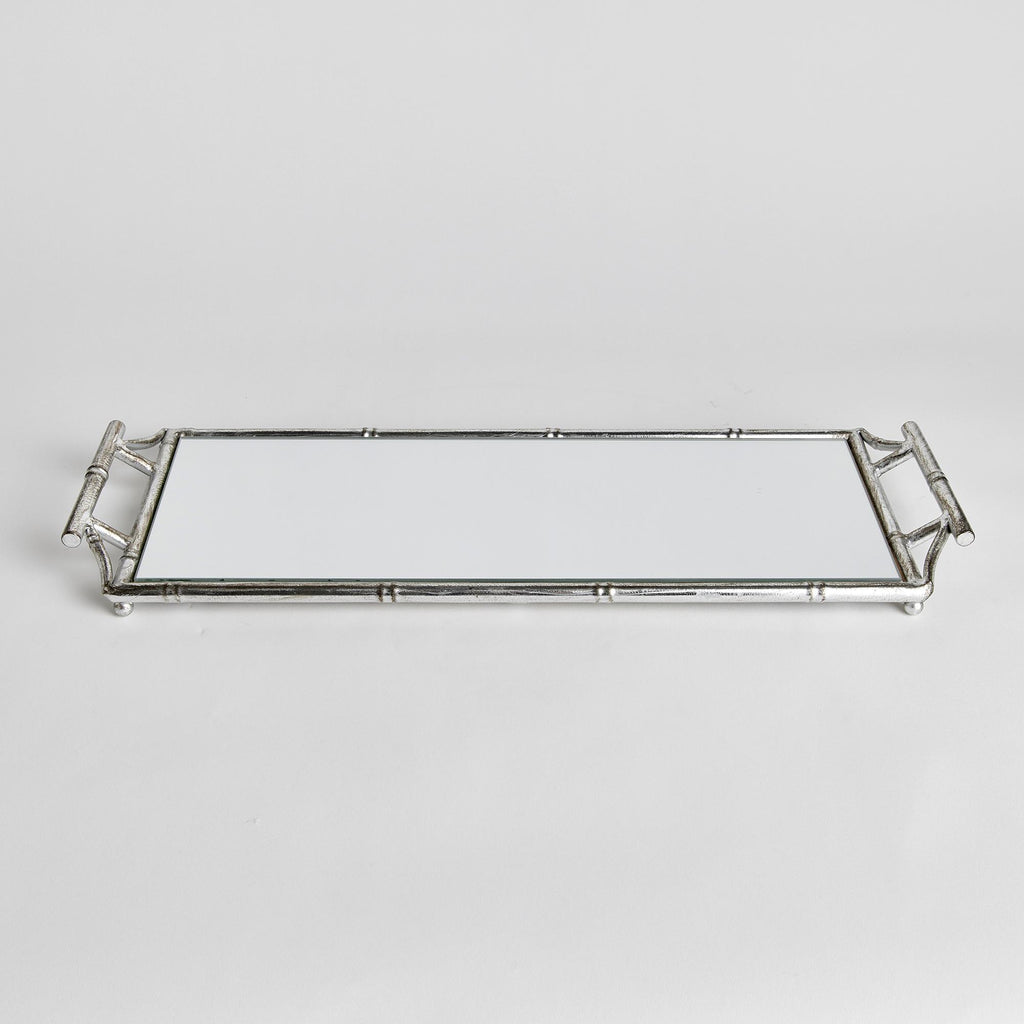 Napa Antique Silver Daphne Narrow Mirrored Tray With Handles