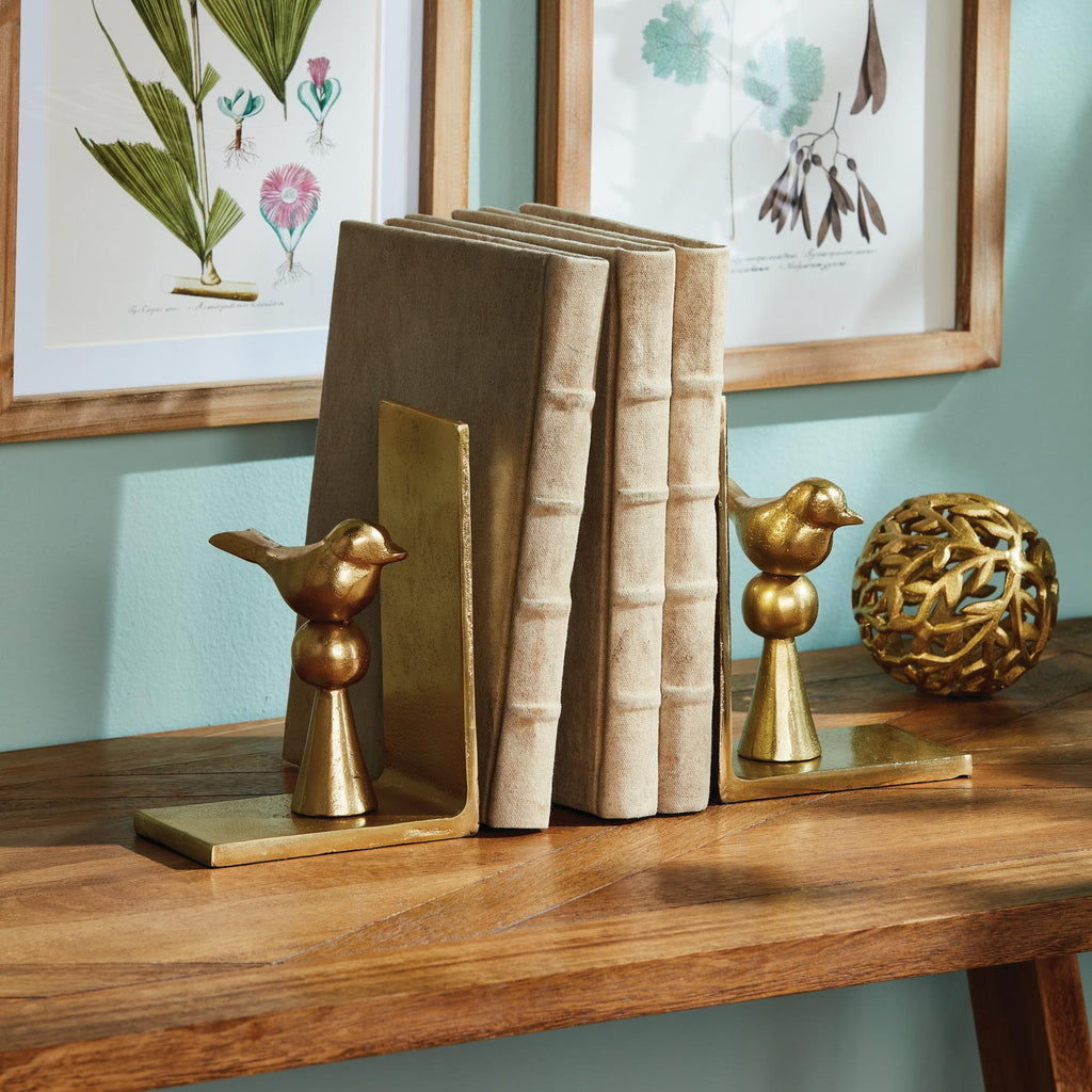 Napa Gold Birdsong Bookends, Set Of 2