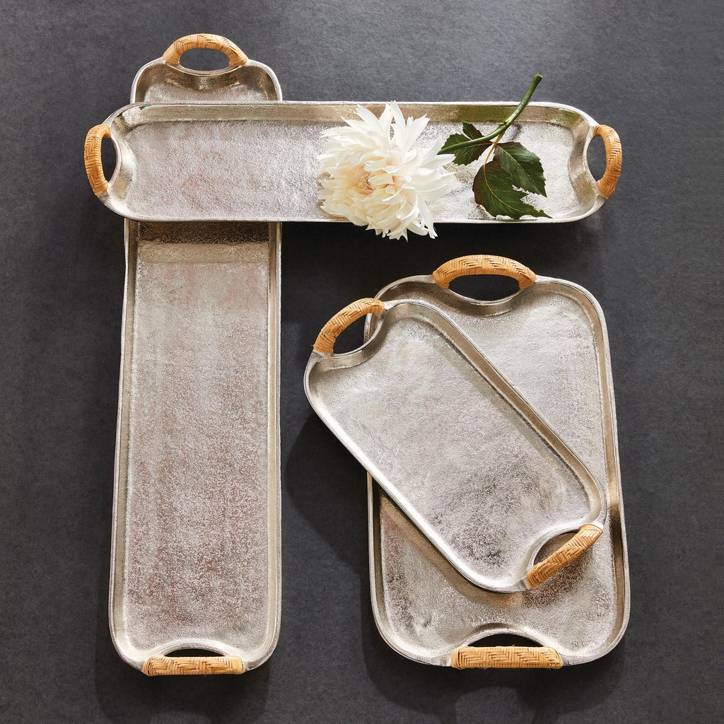 Napa Natural/Silver Helena Decorative Long Trays, Set Of 2