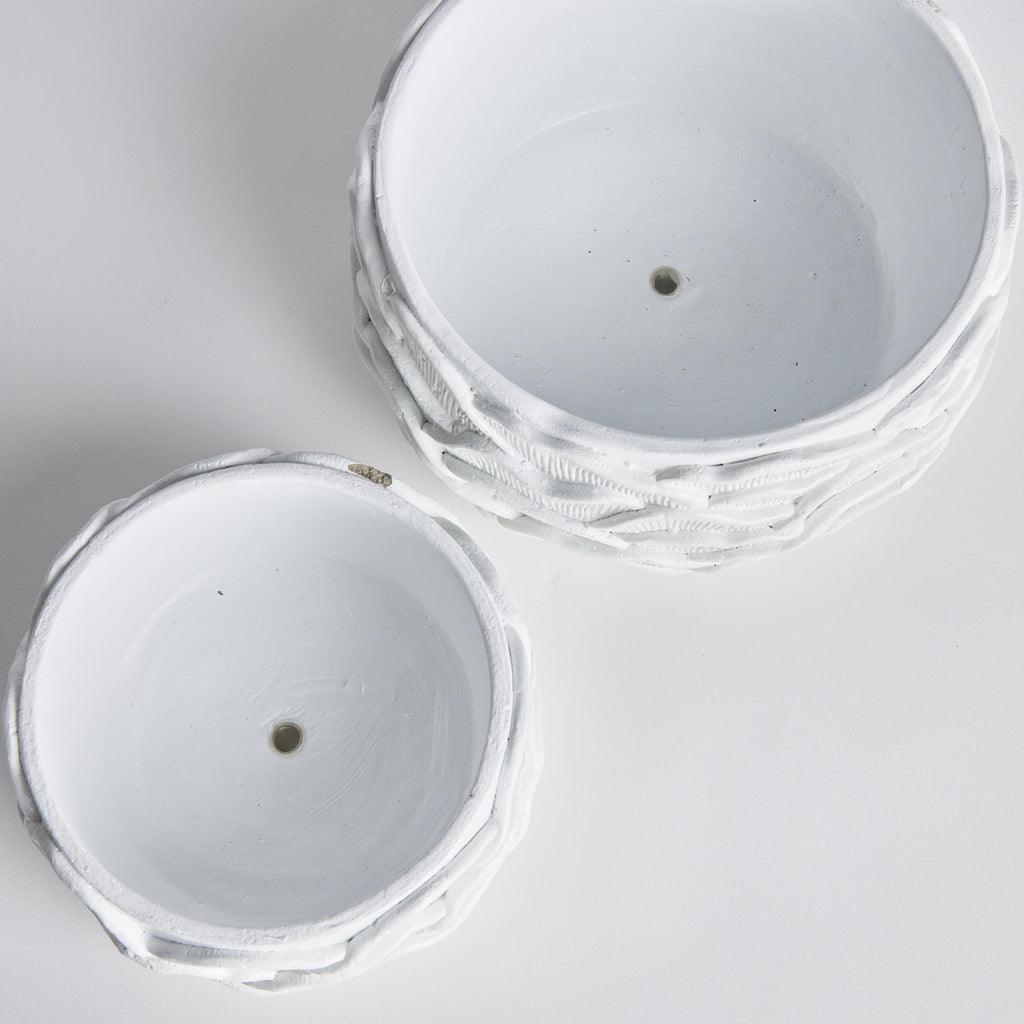 Napa White Ashika Low Pots, Set Of 2