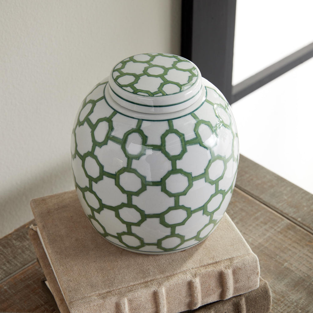 Napa Green/White Imperial Link Lidded Jar