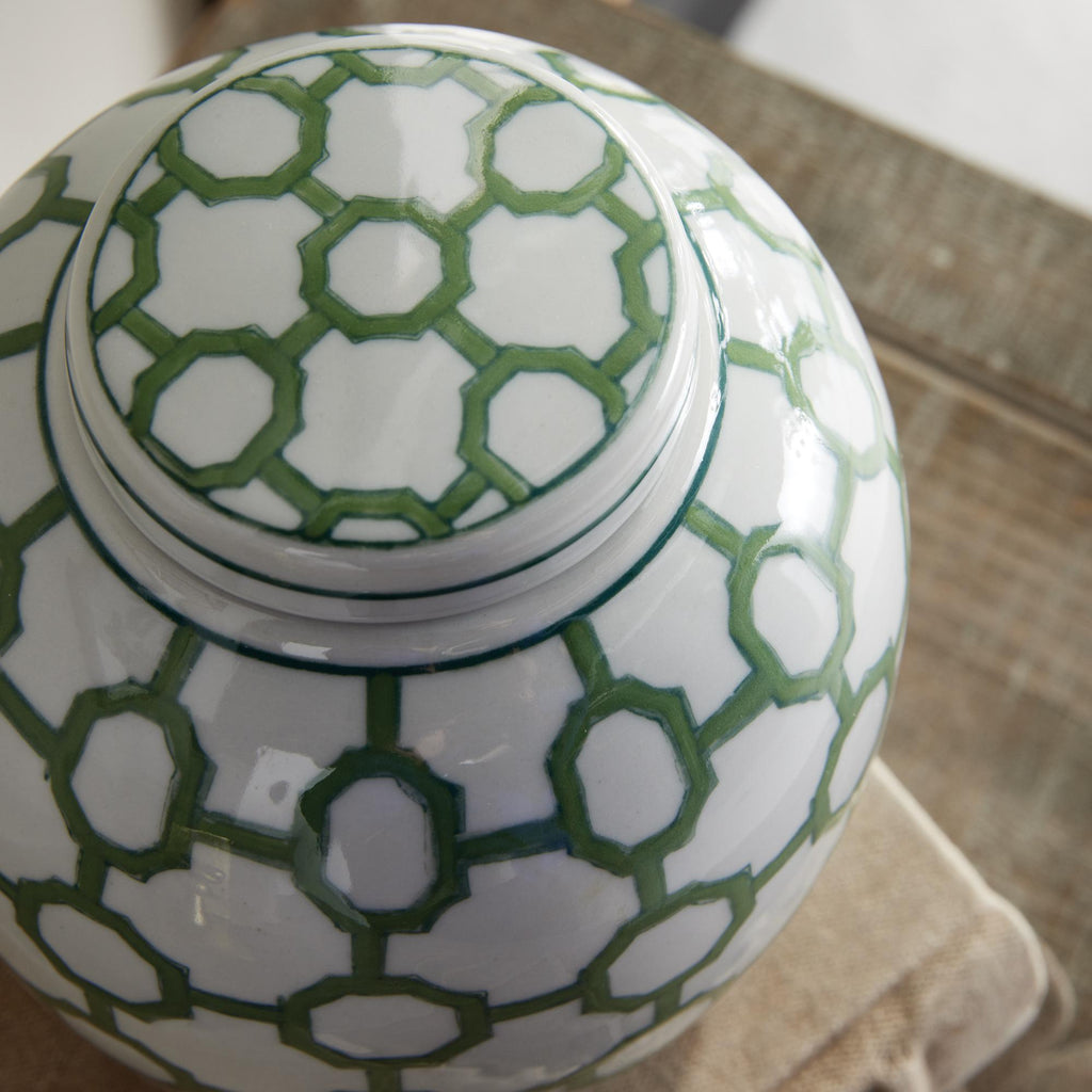 Napa Green/White Imperial Link Lidded Jar