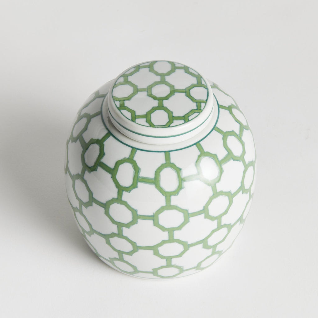 Napa Green/White Imperial Link Lidded Jar