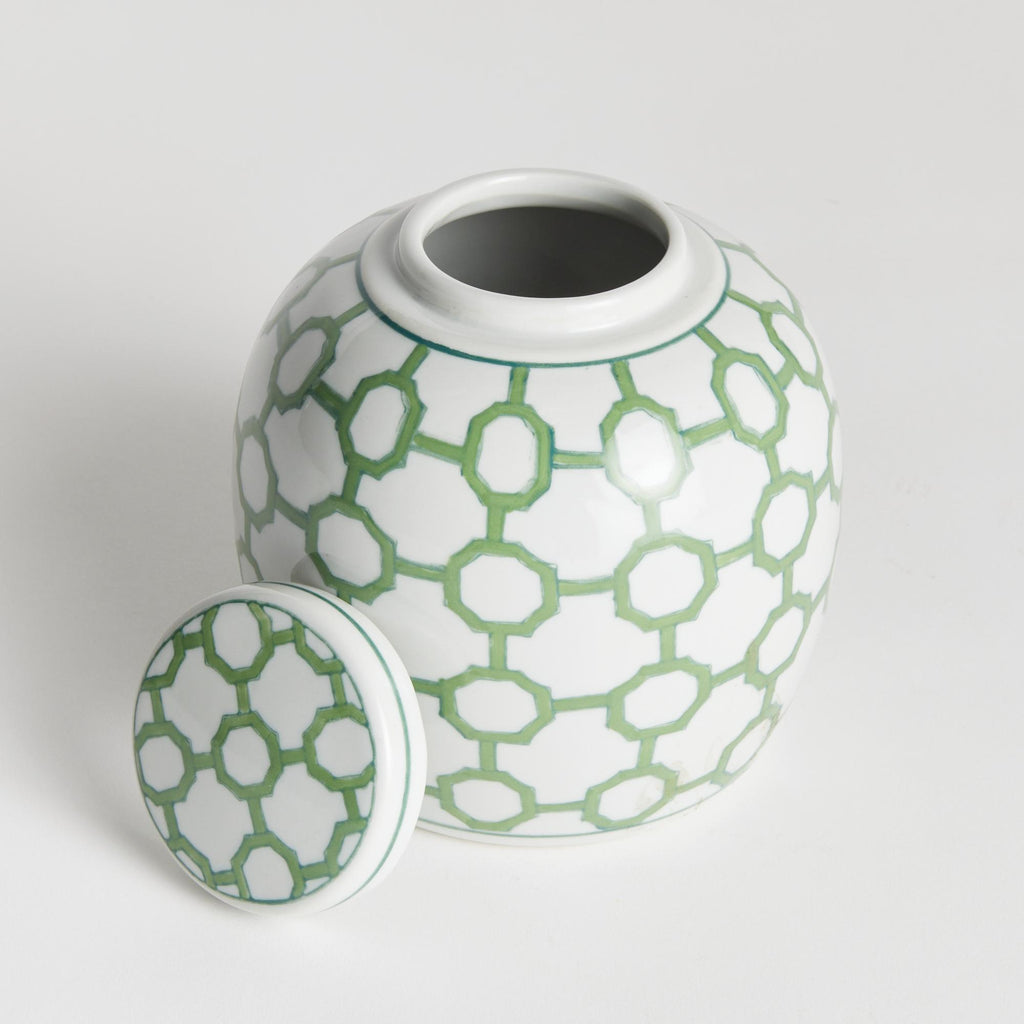 Napa Green/White Imperial Link Lidded Jar