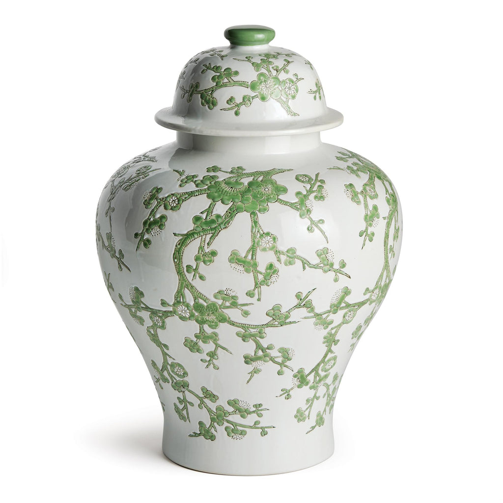 Napa Green/White Imperial Empress Lidded Ginger Jar