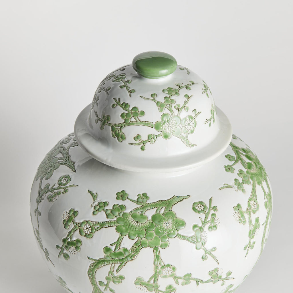 Napa Green/White Imperial Empress Lidded Ginger Jar