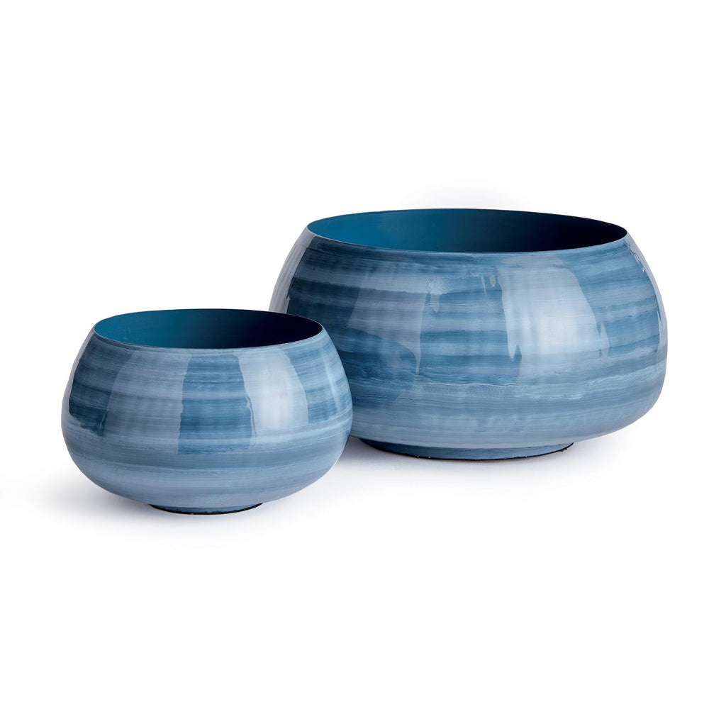 Napa Blue/Gray Andrey Low Bowls, Set Of 2