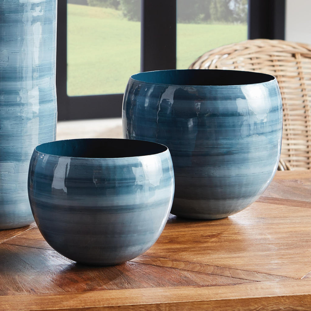 Napa Blue/Gray Andrey Cachepots, Set Of 2