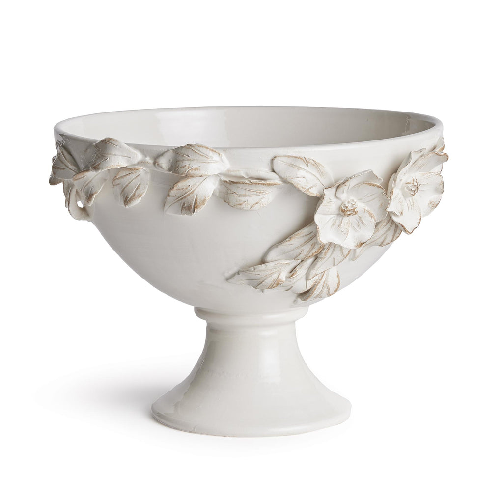 Napa White Fiori Decorative Footed Bowl