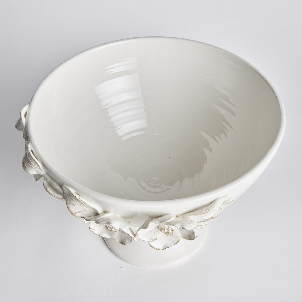 Napa White Fiori Decorative Footed Bowl