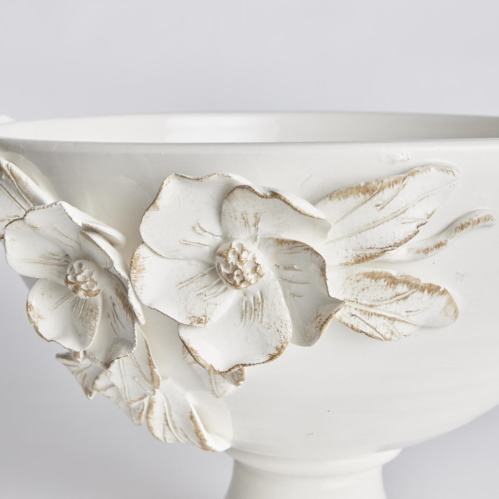 Napa White Fiori Decorative Footed Bowl