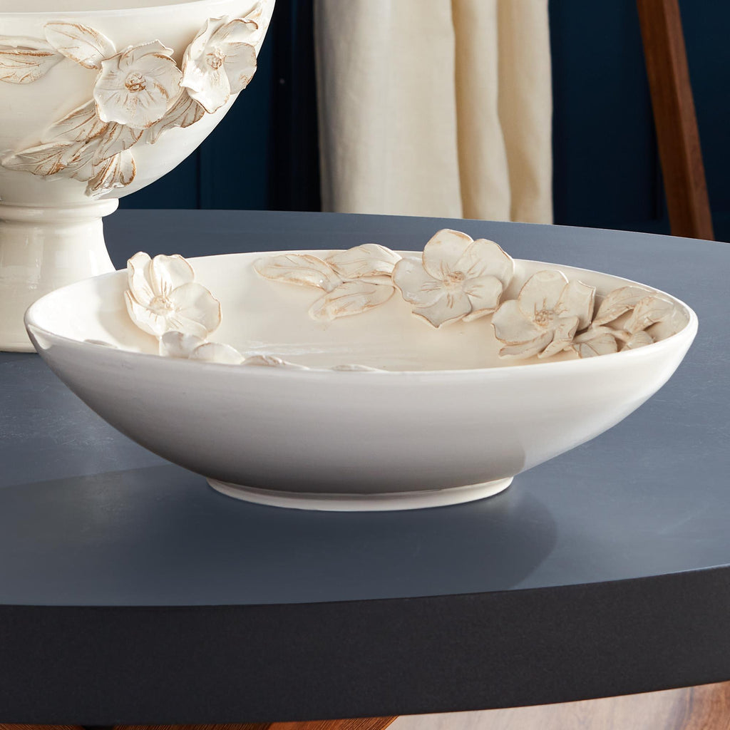 Napa White Fiori Decorative Grande Bowl