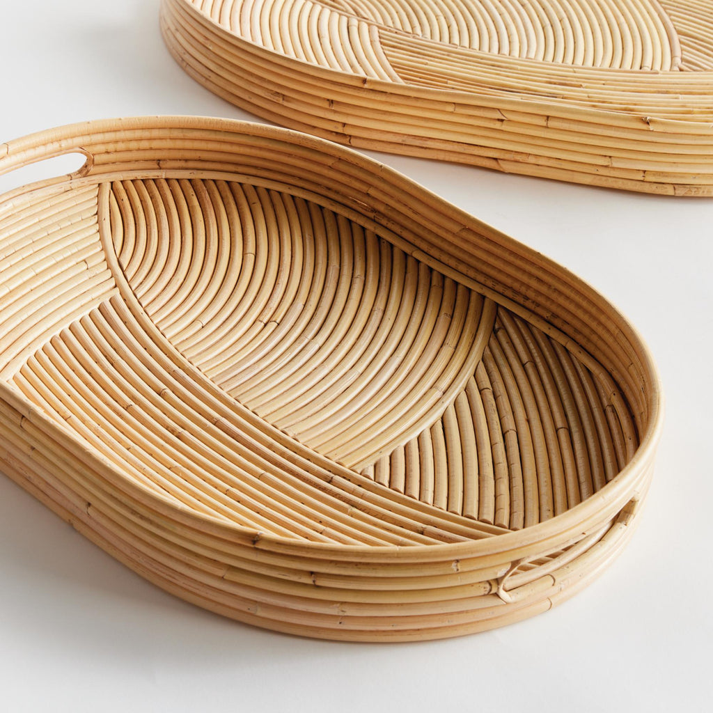 Napa Natural Jelani Cane Oval Trays, Set Of 2