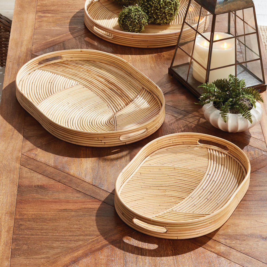 Napa Natural Jelani Cane Oval Trays, Set Of 2