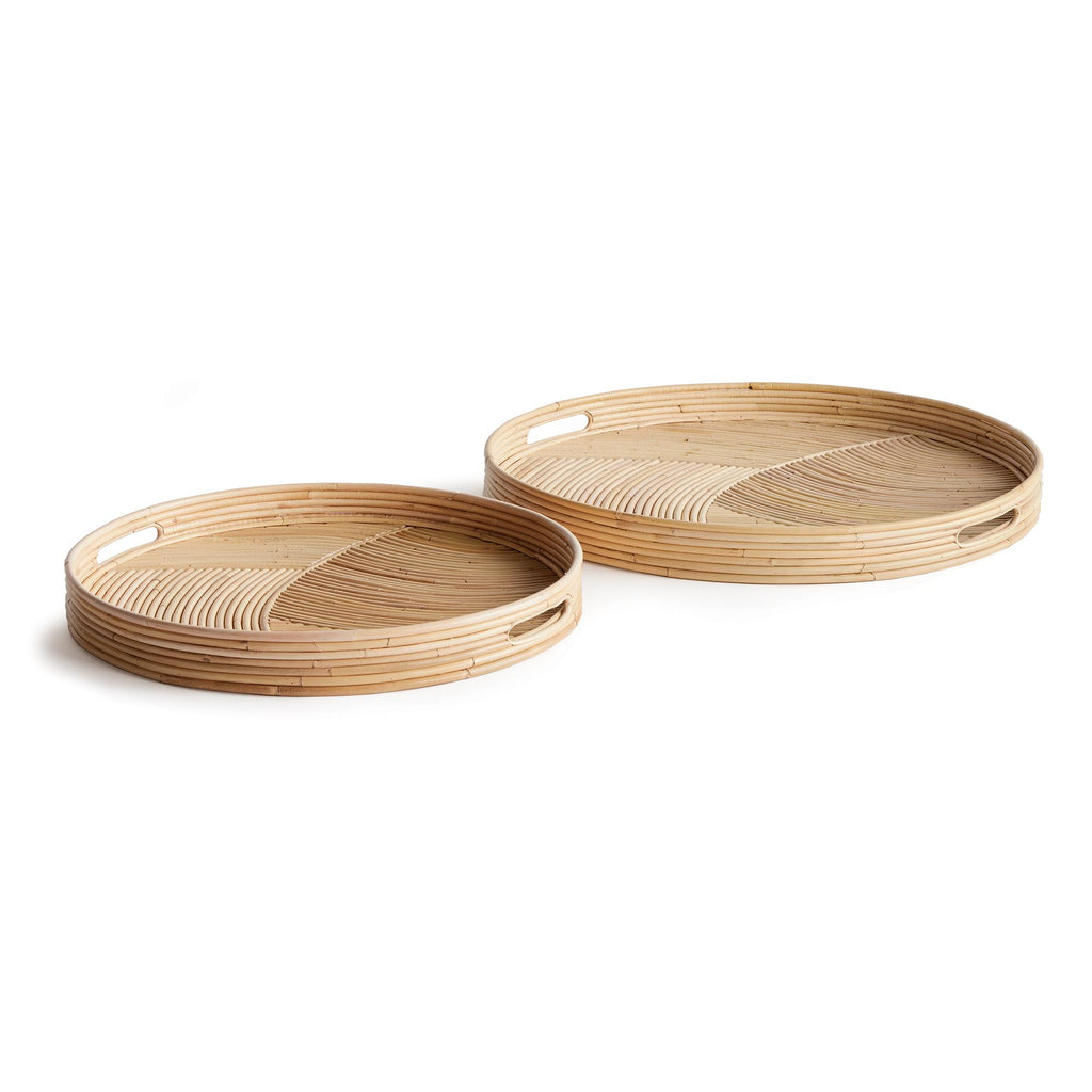 Napa Natural Jelani Cane Round Trays, Set Of 2