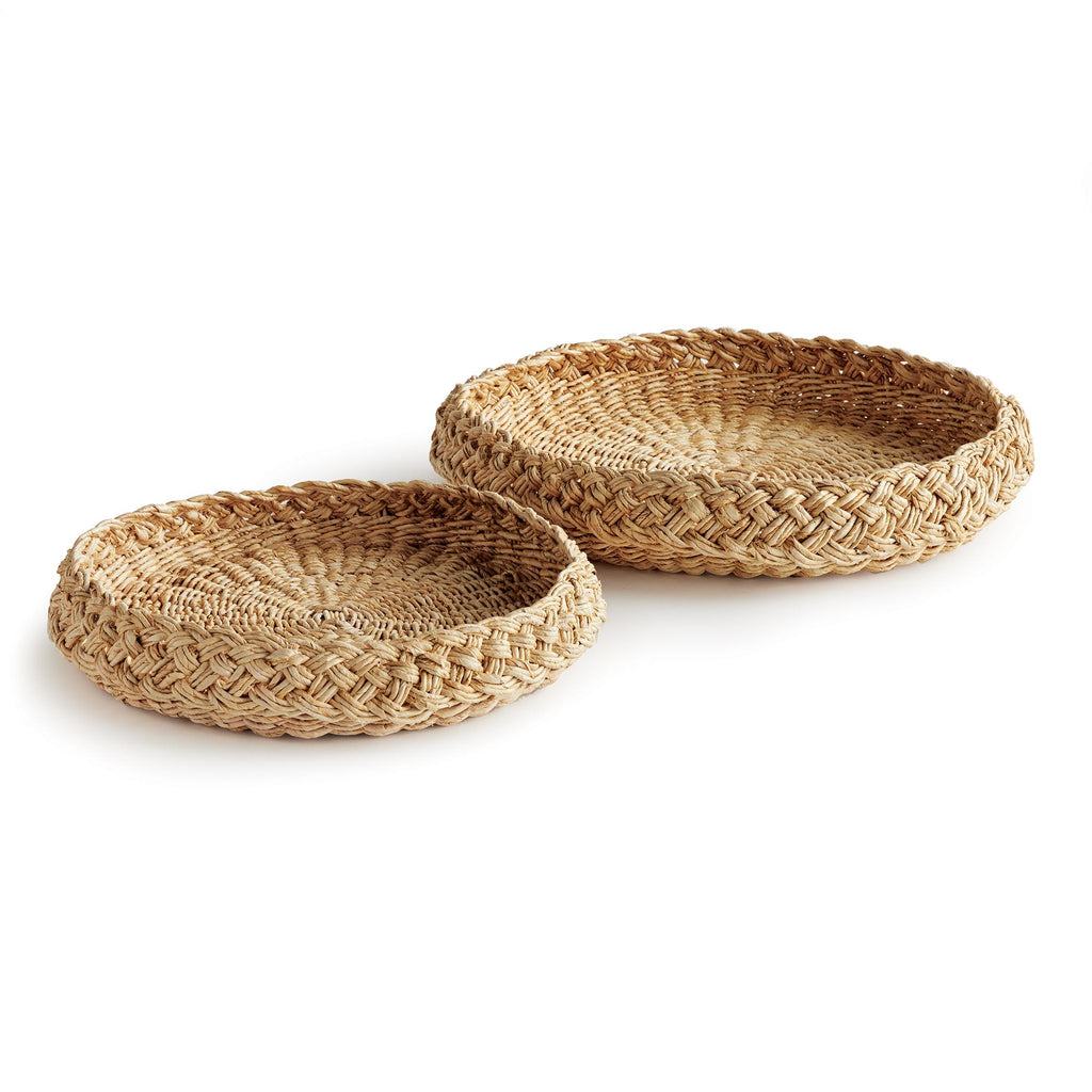 Napa Natural Abaca French Braided Round Trays, Set Of 2