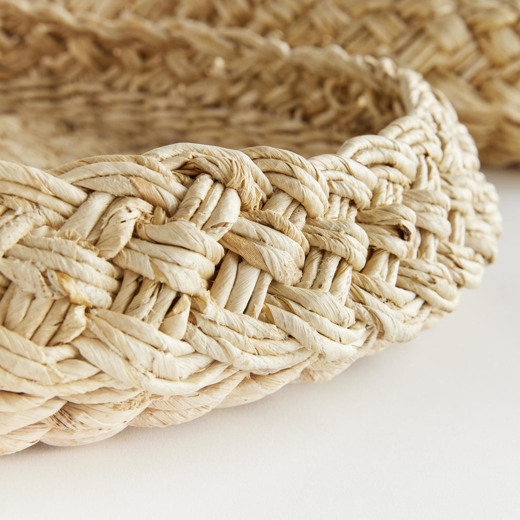 Napa Natural Abaca French Braided Round Trays, Set Of 2