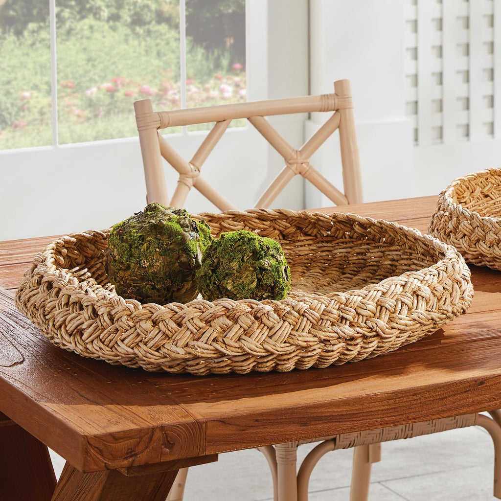 Napa Natural Abaca French Braided Round Trays, Set Of 2