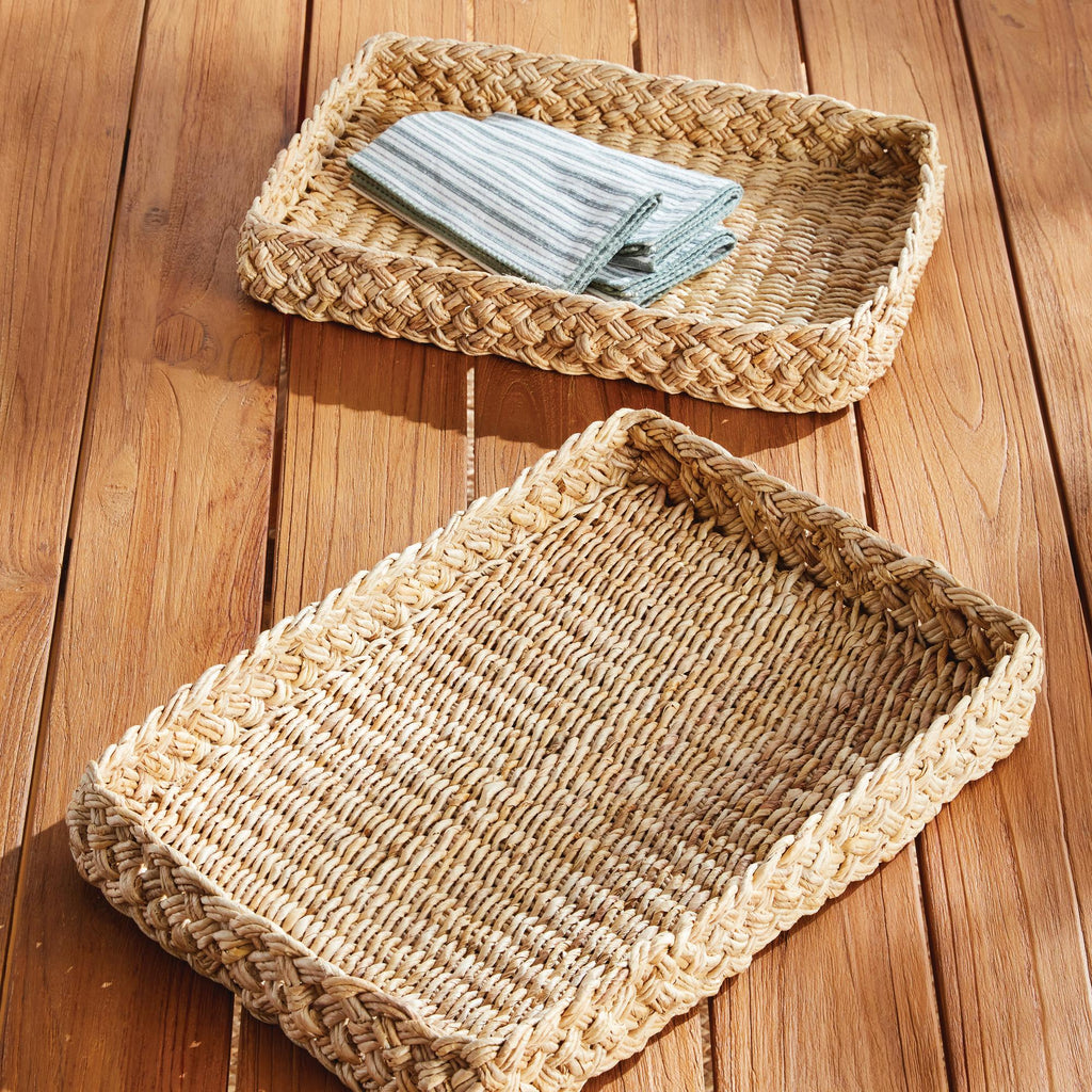 Napa Natural Abaca French Braided Square Trays, Set Of 2