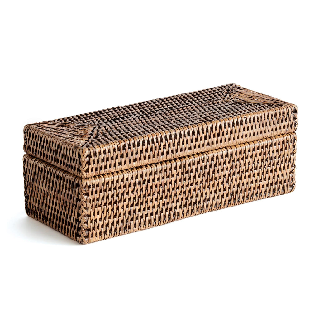 Napa Brown Burma Rattan 3-Compartment Lidded Box