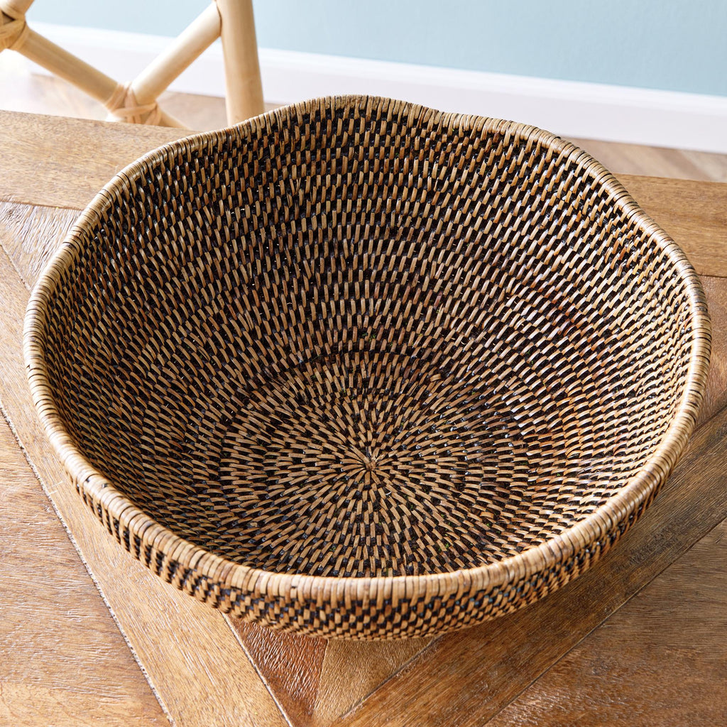 Napa Brown Burma Rattan Scalloped Edge Bowl