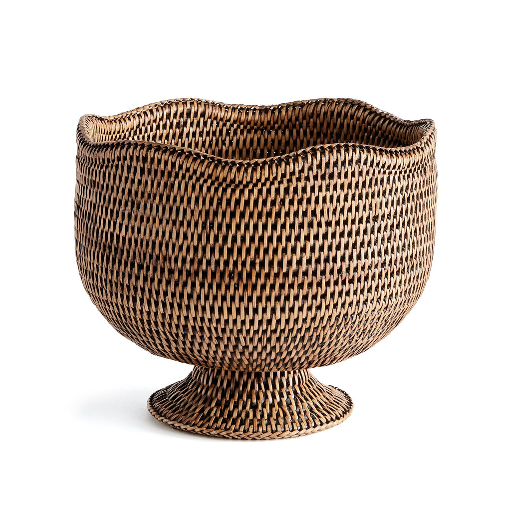 Napa Brown Burma Rattan Footed Cachepot