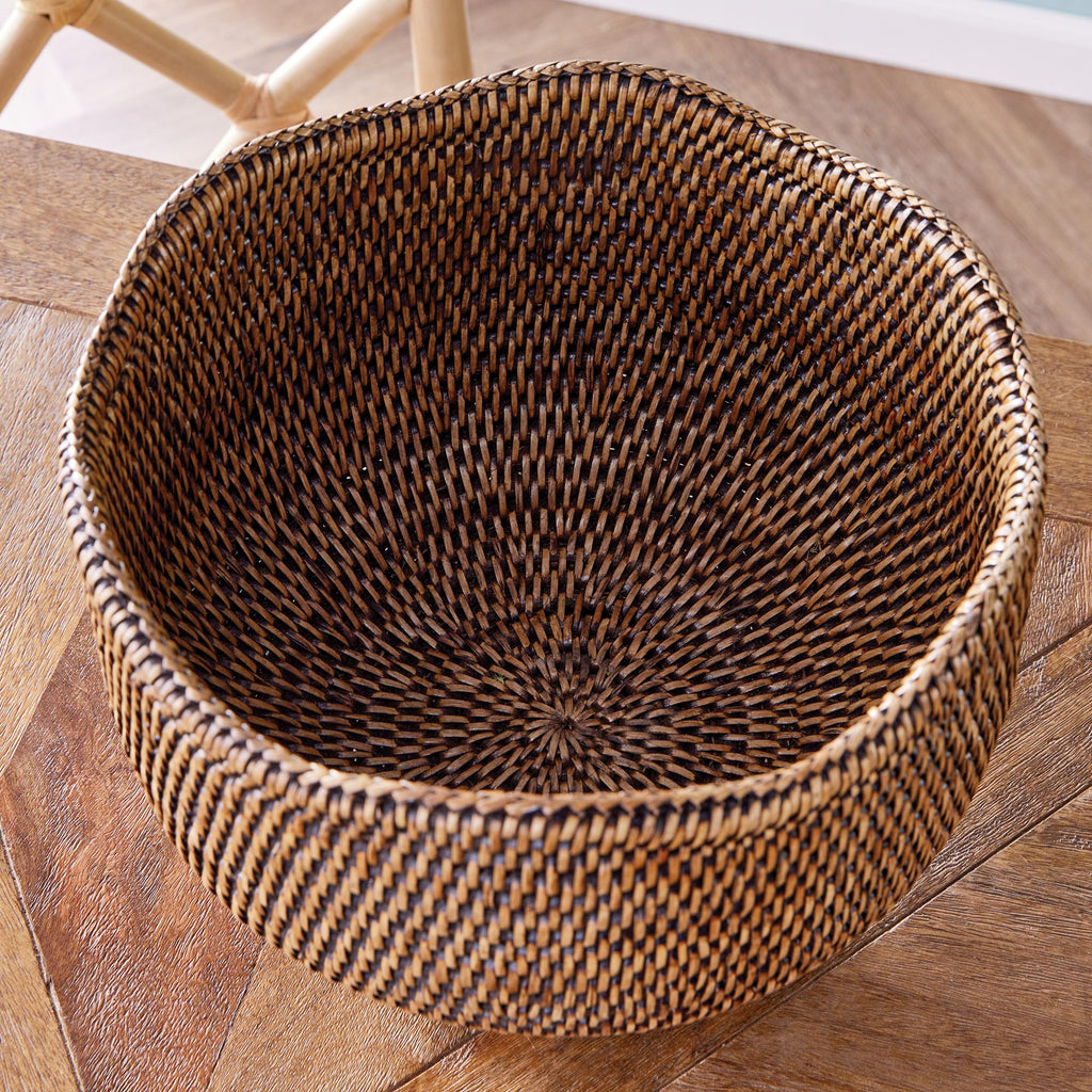 Napa Brown Burma Rattan Footed Cachepot