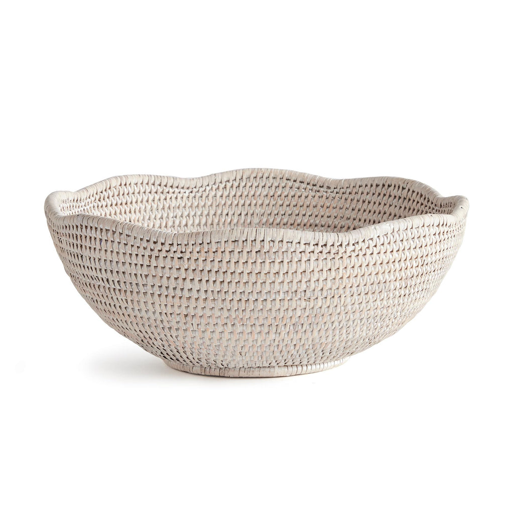 Napa Whitewash Burma Rattan Scalloped Edge Bowl