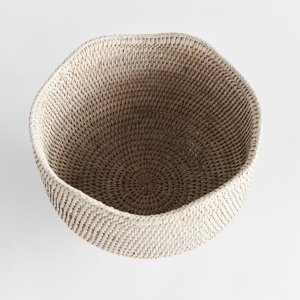 Napa Whitewash Burma Rattan Footed Cachepot