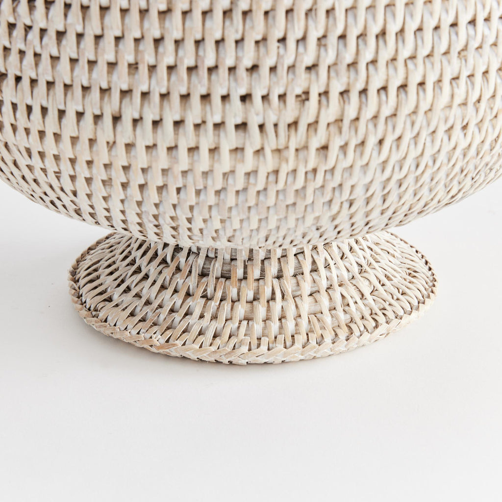 Napa Whitewash Burma Rattan Footed Cachepot