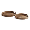 Napa Brown Burma Rattan Round Ottoman Trays Large, Set Of 2