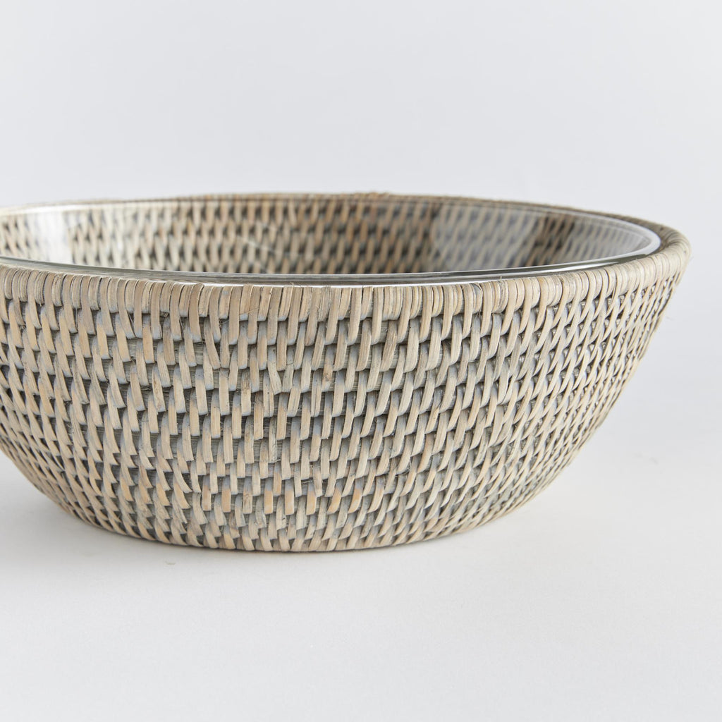 Napa Graywash Burma Rattan Serving Bowl 10.75"