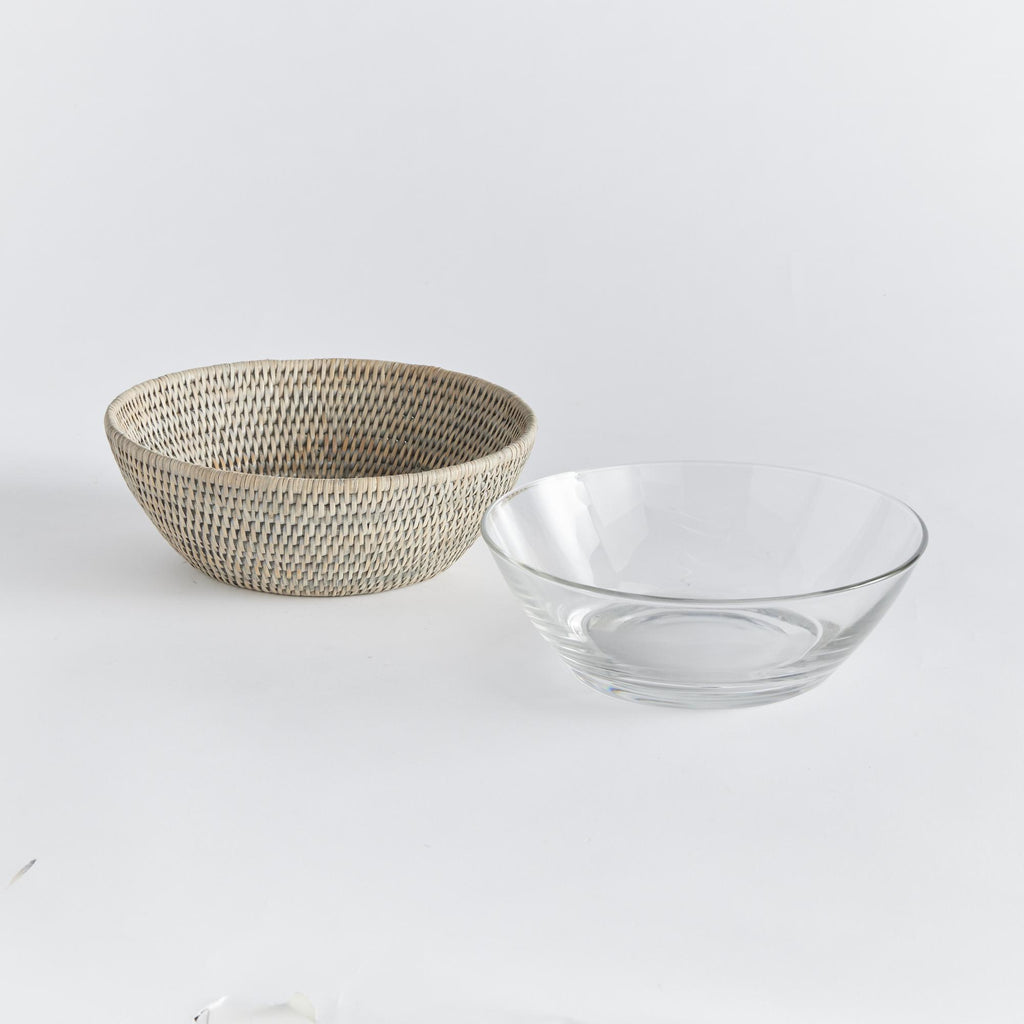 Napa Graywash Burma Rattan Serving Bowl 10.75"