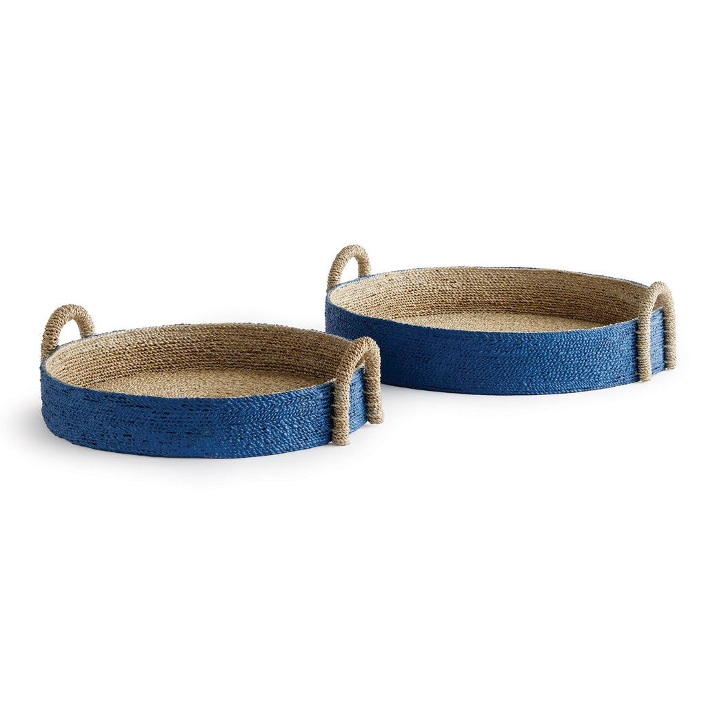 Napa Blue Tiana Seagrass Round Baskets, Set Of 2