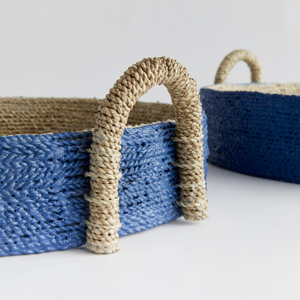 Napa Blue Tiana Seagrass Round Baskets, Set Of 2