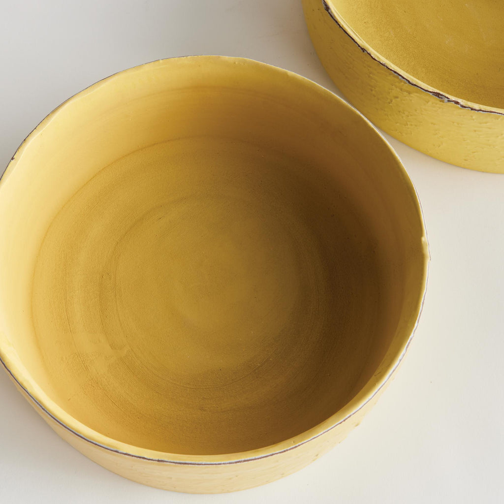 Napa Yellow Studio Decorative Low Bowls, Set Of 2