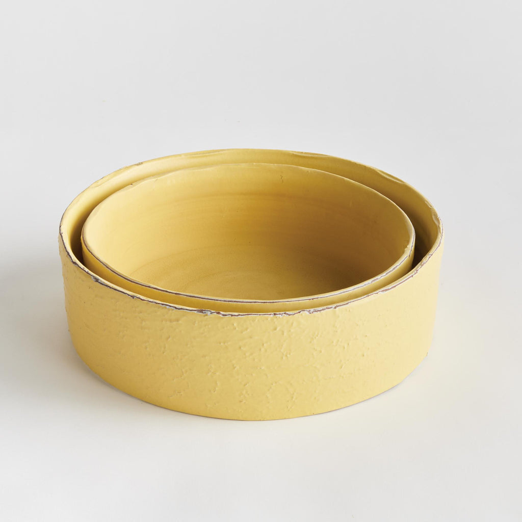 Napa Yellow Studio Decorative Low Bowls, Set Of 2