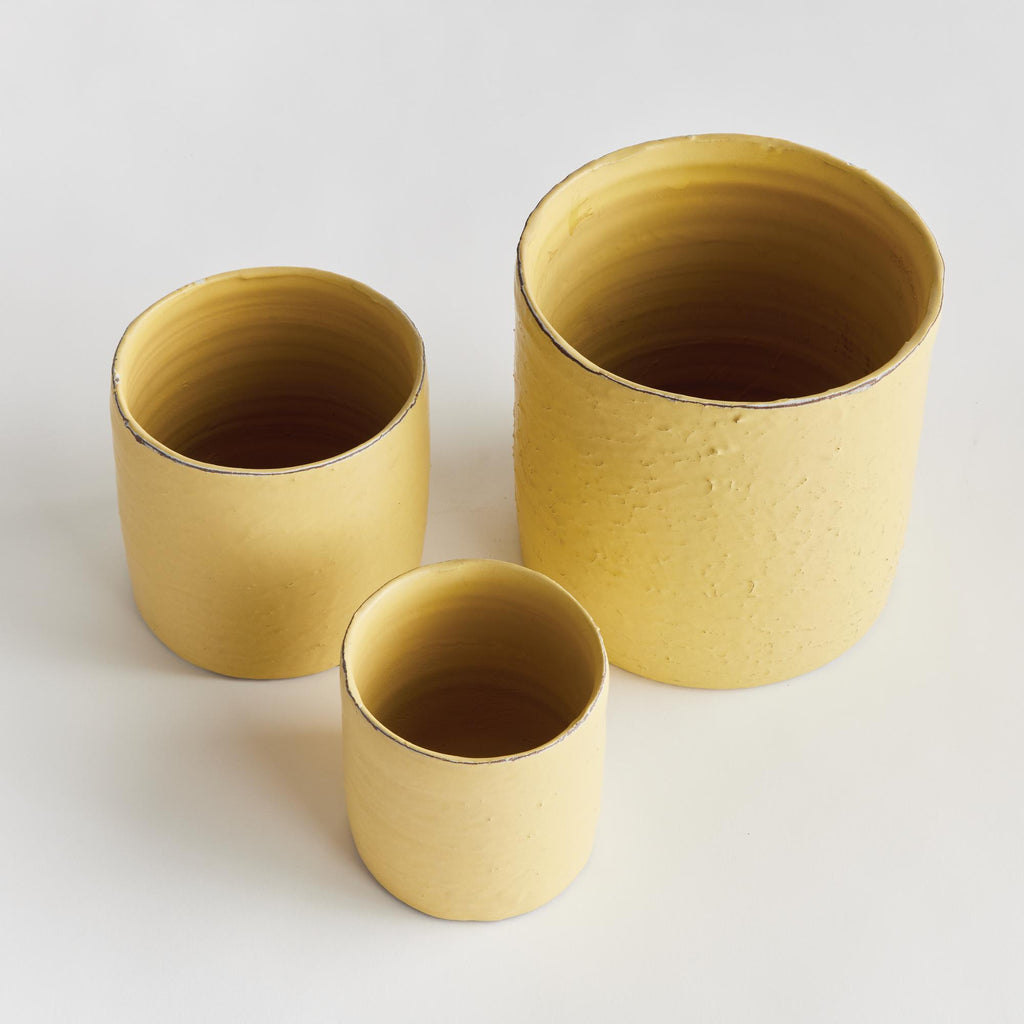 Napa Yellow Studio Cachepots, Set Of 3