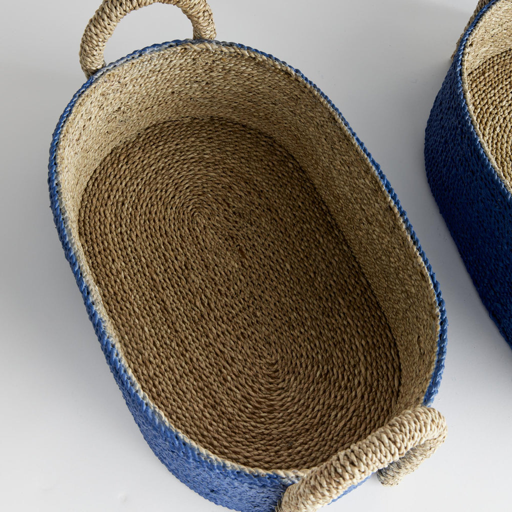 Napa Blue Tiana Seagrass Short Oval Baskets, Set Of 2