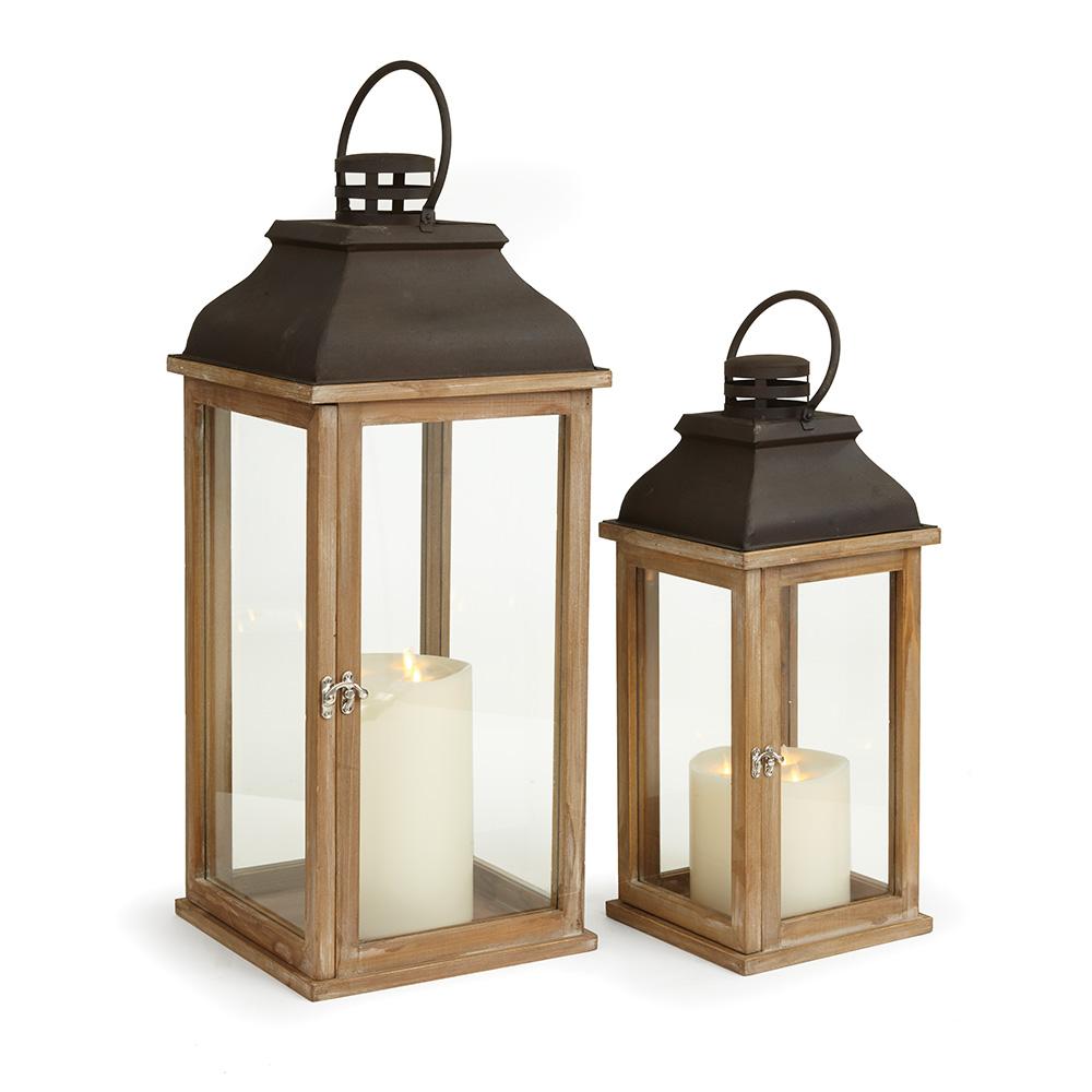 Napa Natural/Brown Carmel Lanterns, Set Of 2