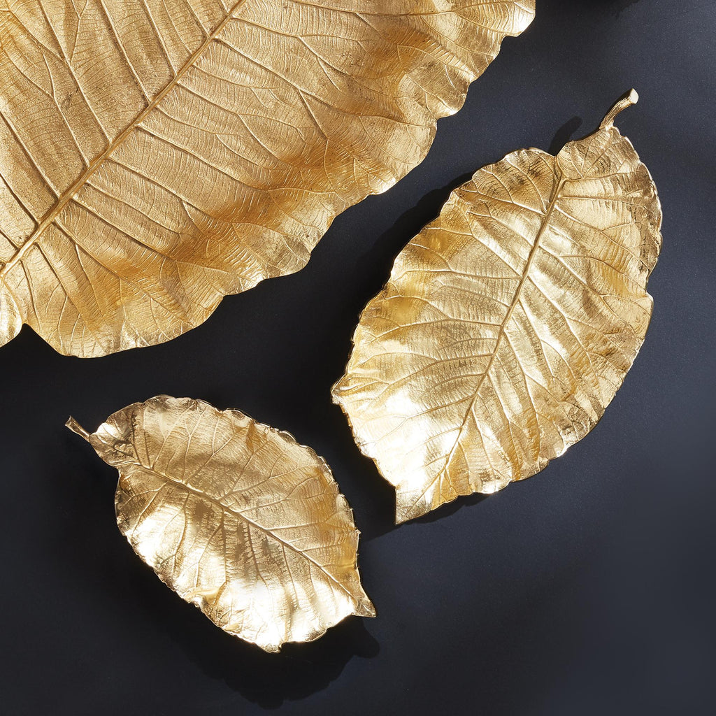 Napa Gold Alegra Leaf Trays, Set Of 2