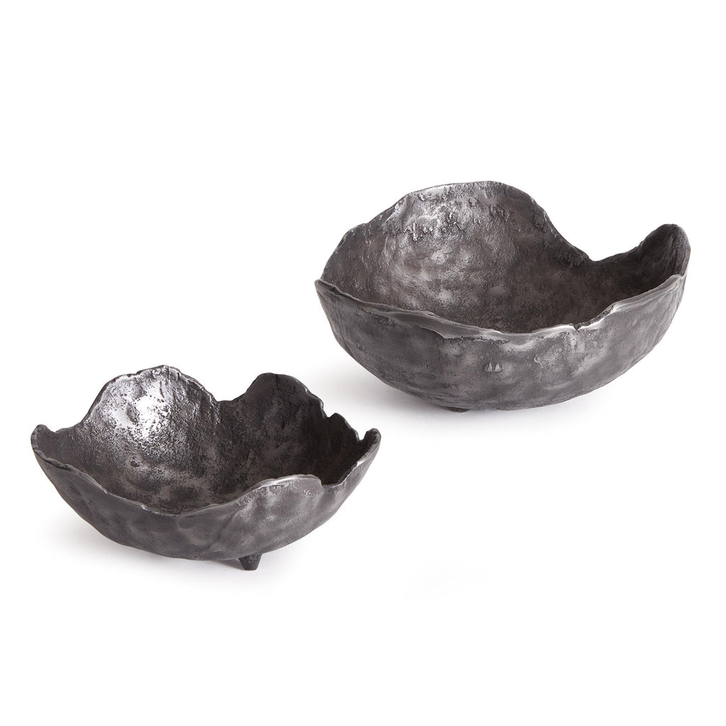 Napa Washed Dark Gray Roland Organic Decorative Bowls, Set Of 2