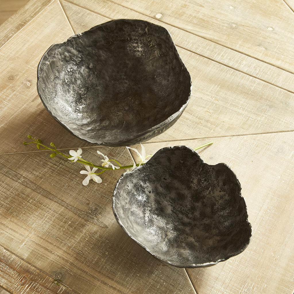 Napa Washed Dark Gray Roland Organic Decorative Bowls, Set Of 2