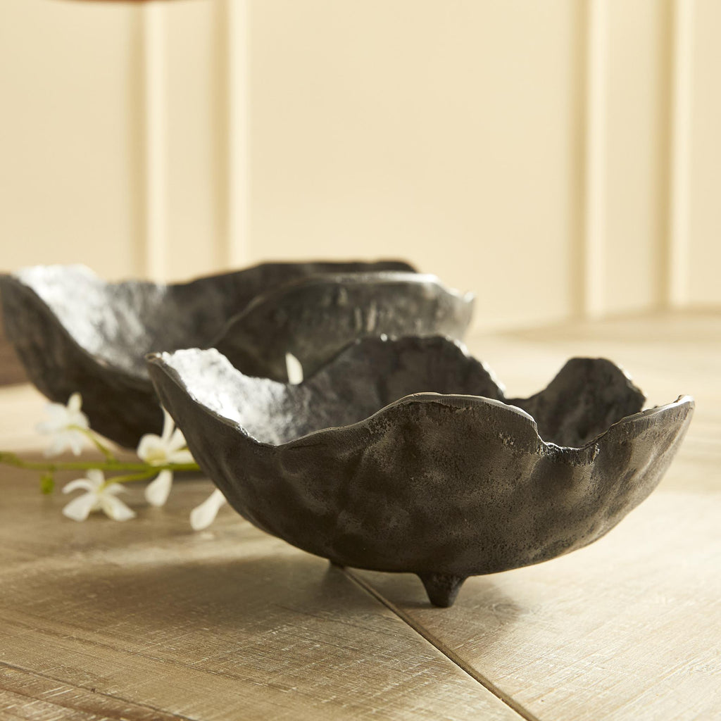 Napa Washed Dark Gray Roland Organic Decorative Bowls, Set Of 2