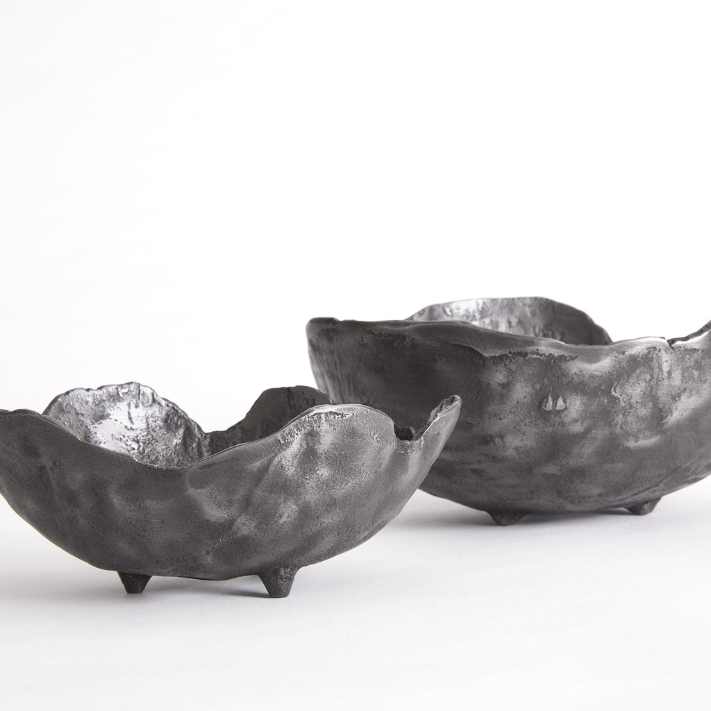 Napa Washed Dark Gray Roland Organic Decorative Bowls, Set Of 2