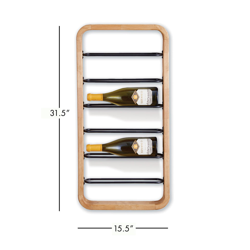 Napa Natural/Black Hoxton 6-Bottle Wine Rack