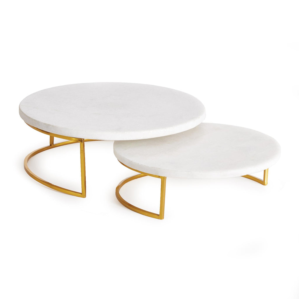 Napa White Marble/Gold Vienna Serving Stands, Set Of 2