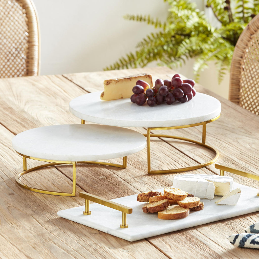 Napa White Marble/Gold Vienna Serving Stands, Set Of 2