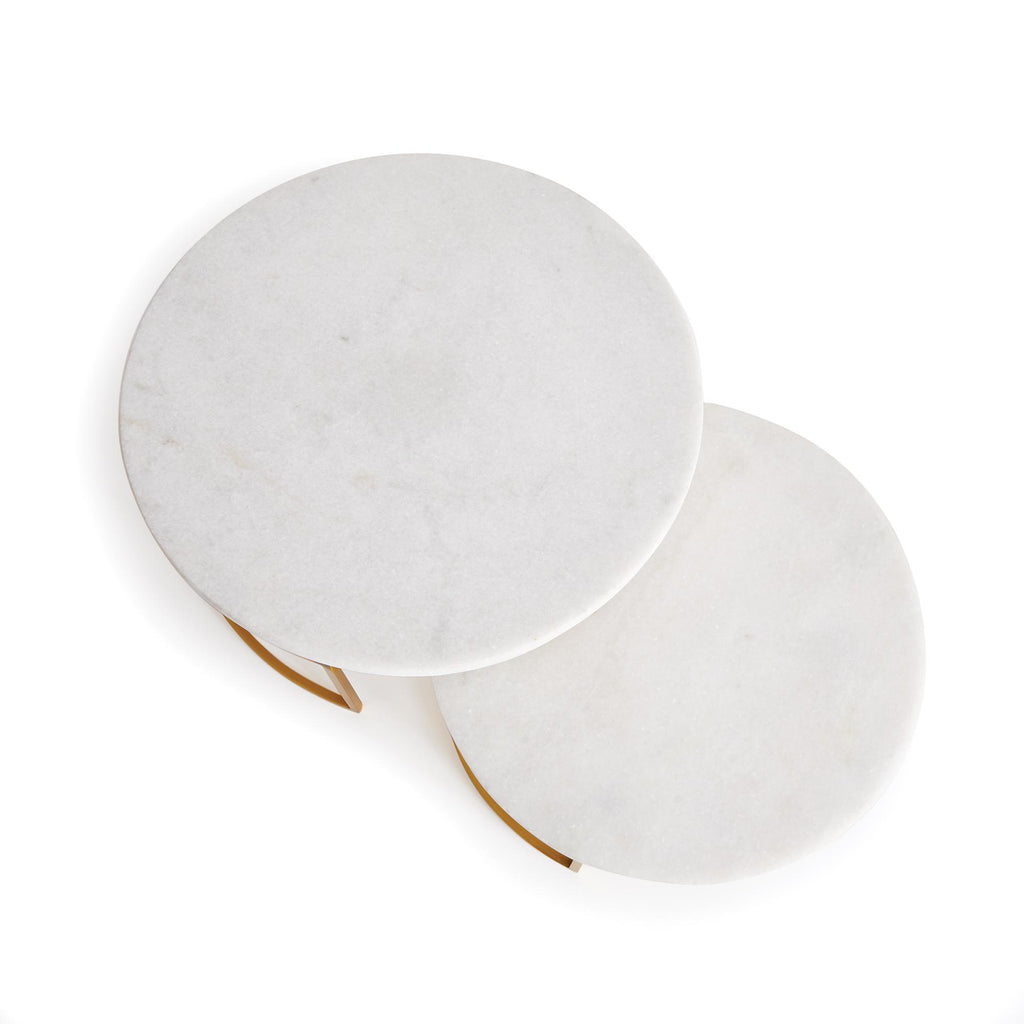 Napa White Marble/Gold Vienna Serving Stands, Set Of 2